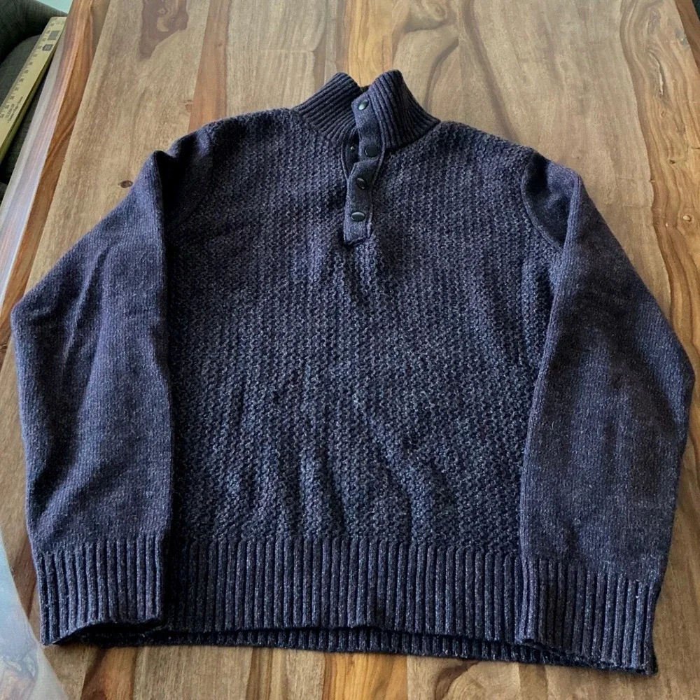 Banana Republic Mens Small Merino Wool Snap Neck Textured Sweater Italian Yarn